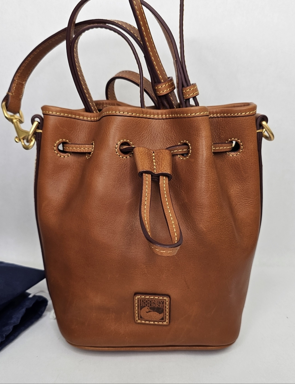 Dooney & Bourke Florentine Leather Drawstring Bucket Bag Purse